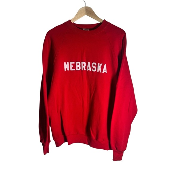 Vintage Nebraska Huskers Crewneck Sweatshirt Red Spellout Jerzees Size XXL - Picture 2 of 5